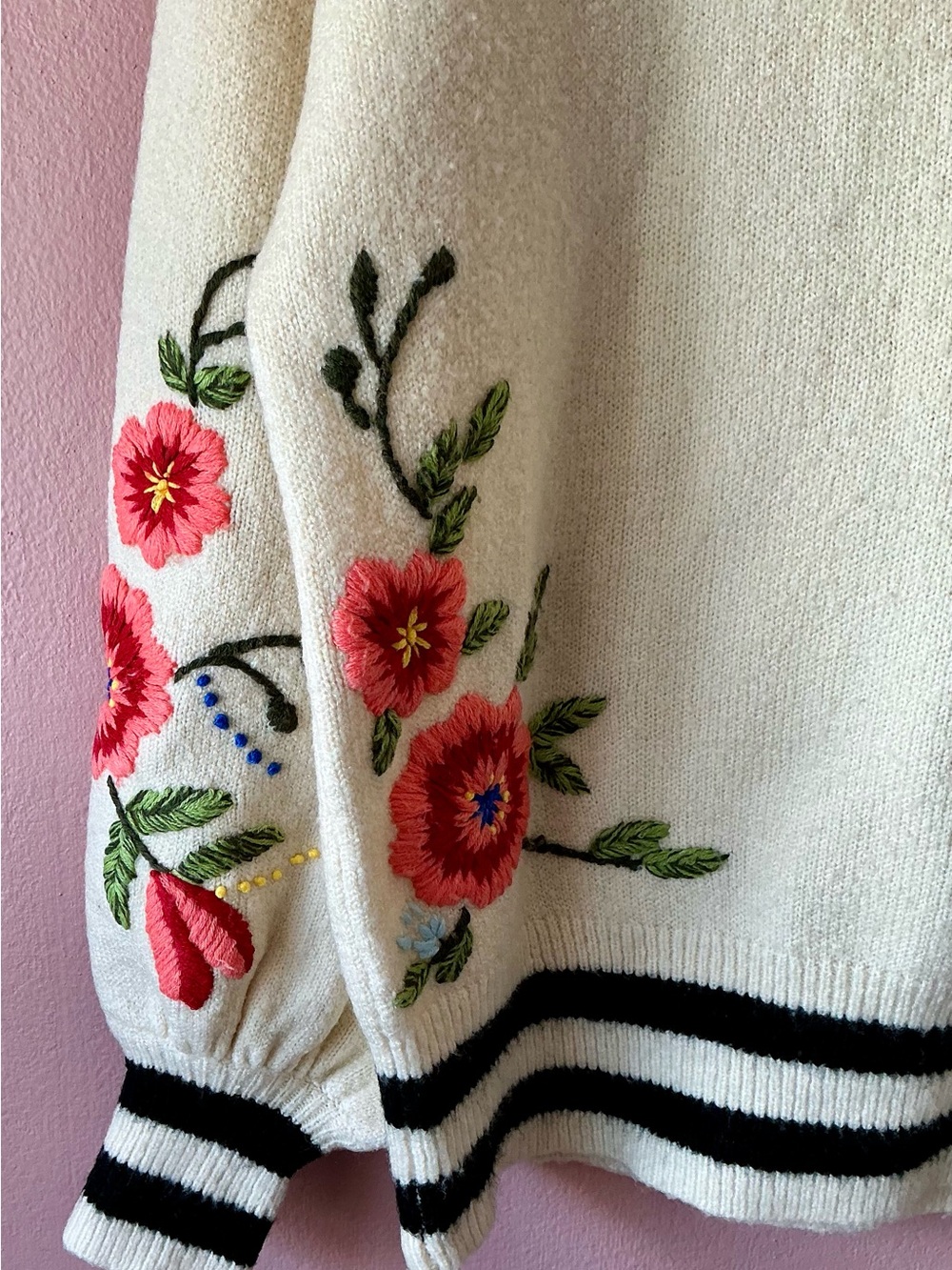 Harlyn Gardenstripe Embroidered Sweater Sz Sm - Picture 7 of 9